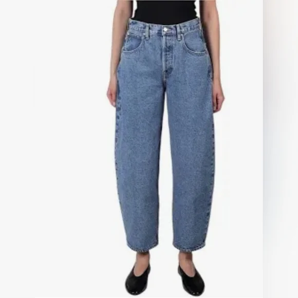 Etica Jeans Womens Sz 31 Blue Iris Relaxed Barrel High Waist Ethically Made NWT - Picture 2 of 15